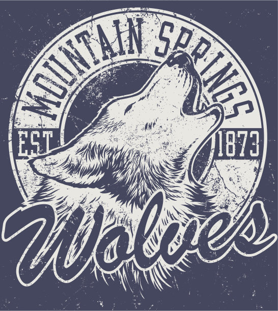 复古狼吉祥物设计图片下载