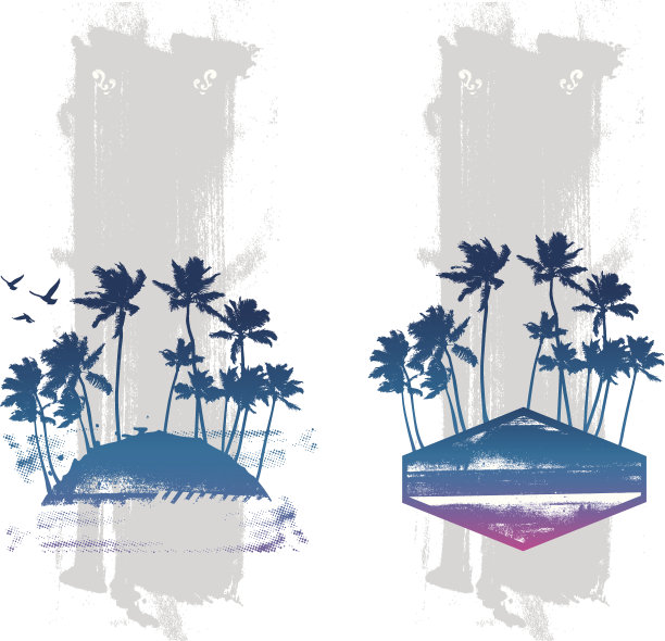 Grunge夏日背景与棕榈树图片下载