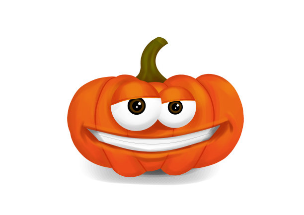 酷南瓜卡通人物半闭着狡猾的眼睛，令人毛骨悚然图片下载