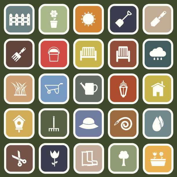 园艺平面图标上的绿色背景图片下载