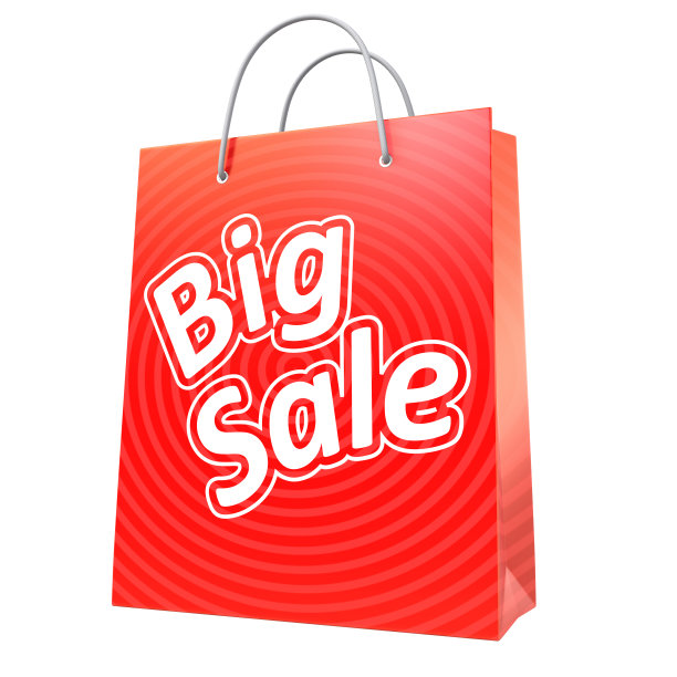 红色大促销购物袋促销图片下载
