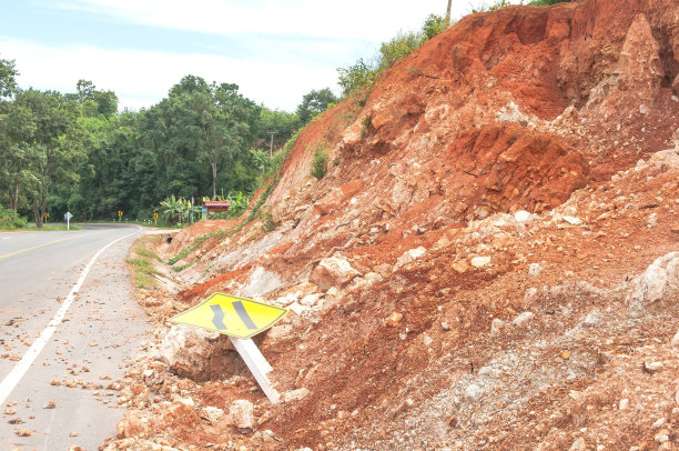 在道路上破土动工。图片下载