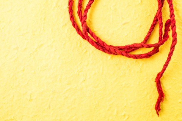 红色桑树纸绳在黄色的背景图片下载