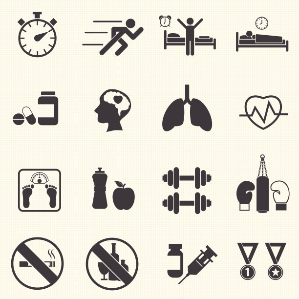 健身和健康图标。图片下载