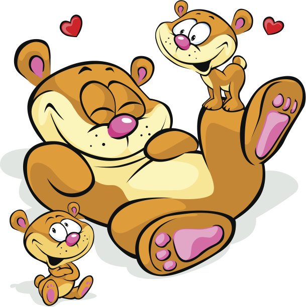可爱的小熊一家在一起玩耍图片下载