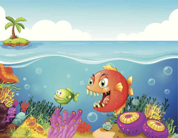 大海里有五颜六色的珊瑚礁和鱼类图片下载