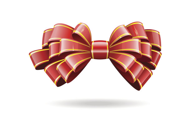 白色背景上的红色蝴蝶结。图片下载