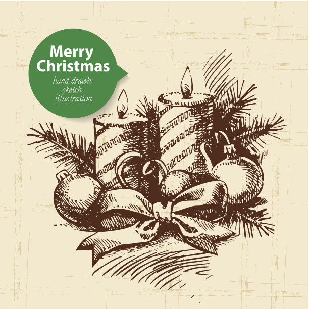 圣诞背景与手绘插图图片下载