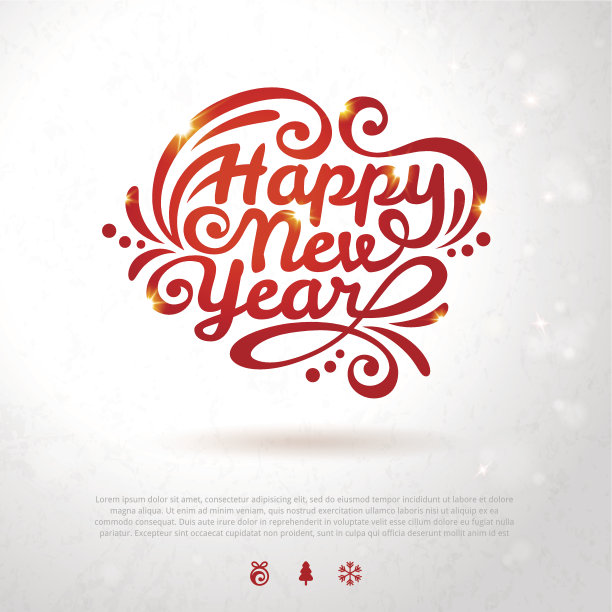 红色浪漫的新年字母与火炬灯和纹理图片下载