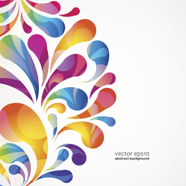 抽象的彩色弧线下降背景。向量。图片下载