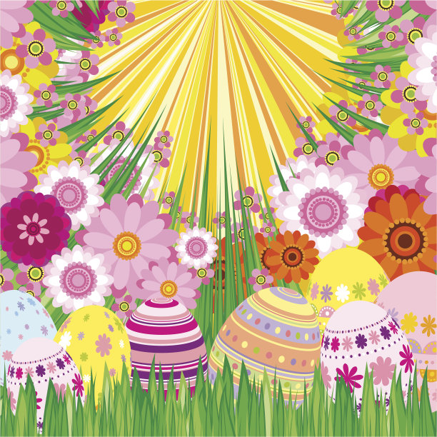 复活节彩蛋的花卉背景图片下载