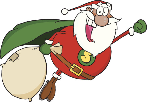 非裔美国人超级圣诞老人飞翔图片下载