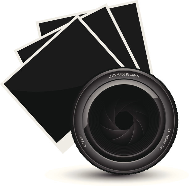 相机镜头和一张照片图片下载