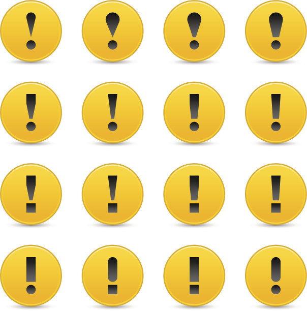 黄色警告图标，感叹号，标志圈按钮图片下载