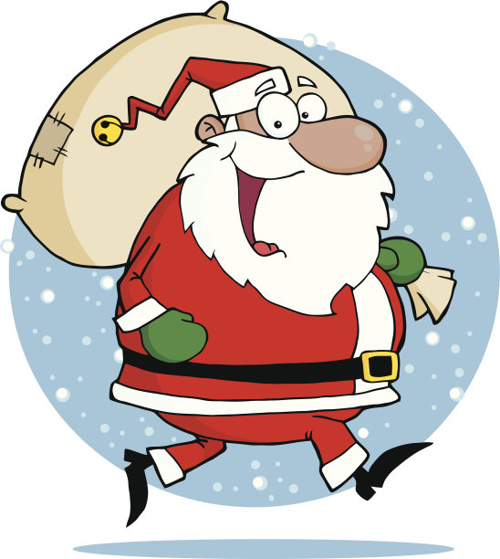 非裔美国圣诞老人与袋子和背景跑图片下载