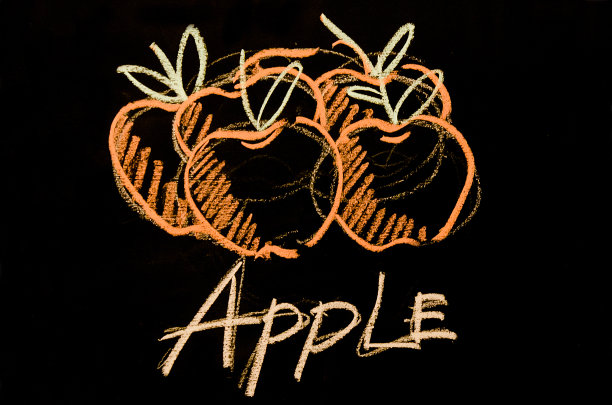 用粉笔在黑板上画一个苹果图片下载