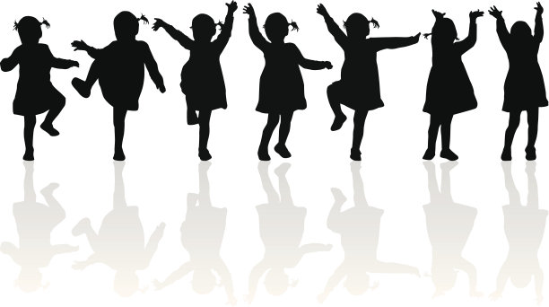 一群孩子的剪影图片下载