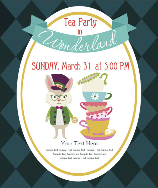 疯帽子主题的茶会邀请图片下载