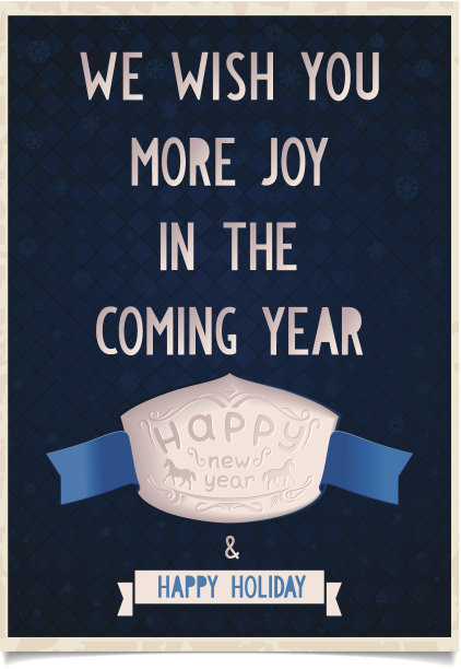 带着新年的复古卡片模板图片下载