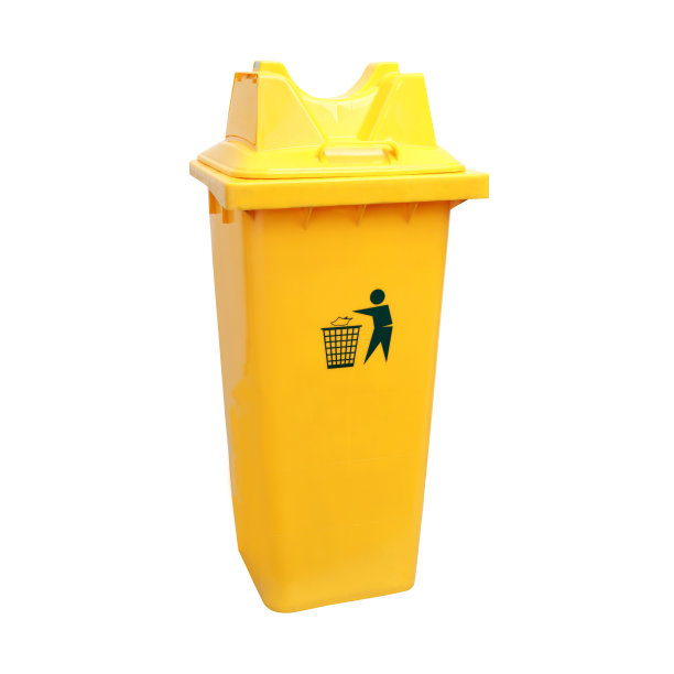 带有轮子的黄色大垃圾桶(垃圾桶)图片下载