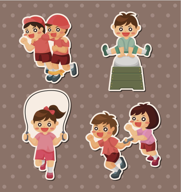 孩子运动贴纸图片下载