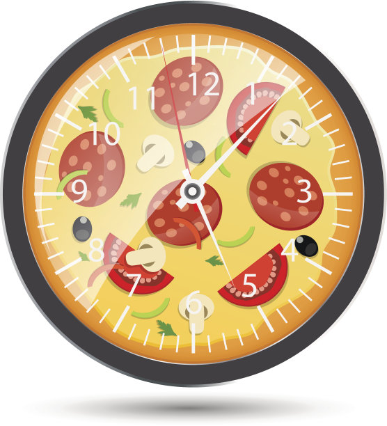披萨手表概念矢量插图图片下载