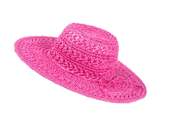 粉红色草帽孤立在白色上图片下载