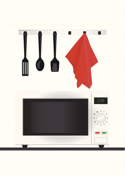 矢量图(微波炉和厨房用具)图片下载