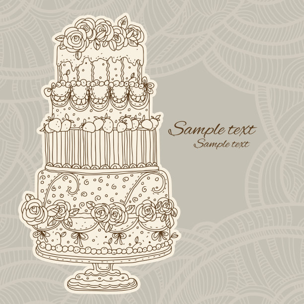 带有节日蛋糕的老式卡片图片下载