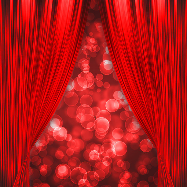 两幅红色的幕布拉开了演出的序幕素材图片