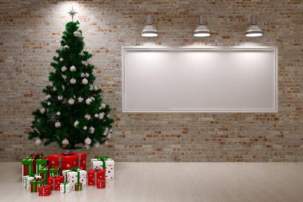 墙上挂着圣诞横幅图片下载