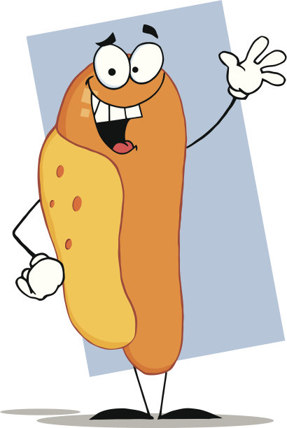 热狗挥手打招呼的背景图片下载