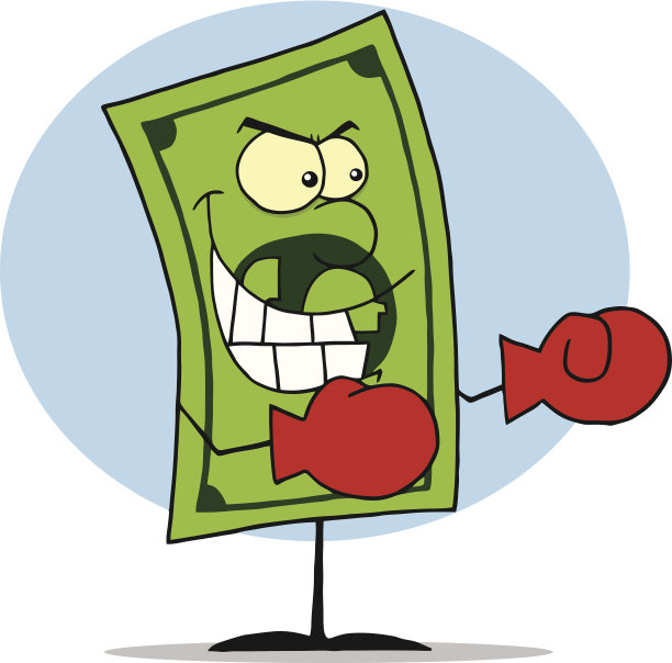 戴着拳击手套的美元纸币背景图片下载