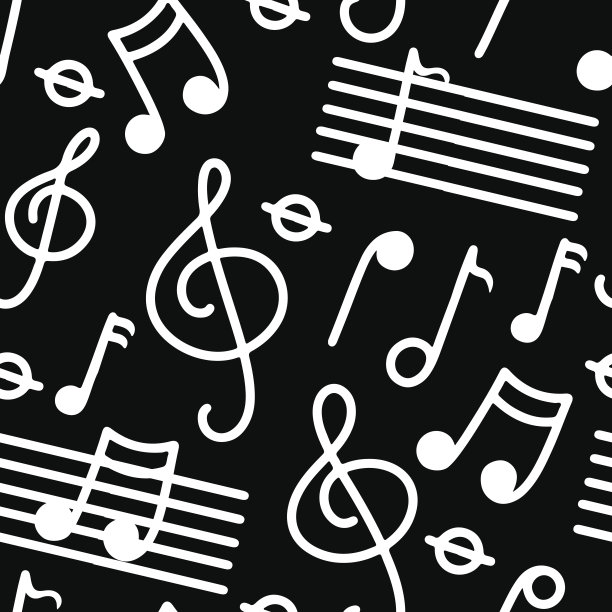 音乐无缝黑白图案图片下载