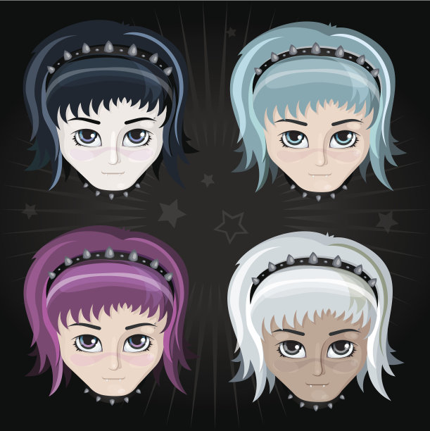 一组可爱的卡通女孩图片下载