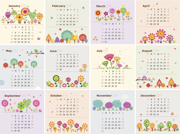 2014年花历(1 - 12月)图片下载