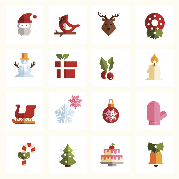 彩色圣诞图标三素材图片