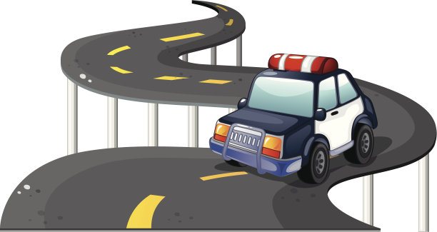 警车停在路上图片下载