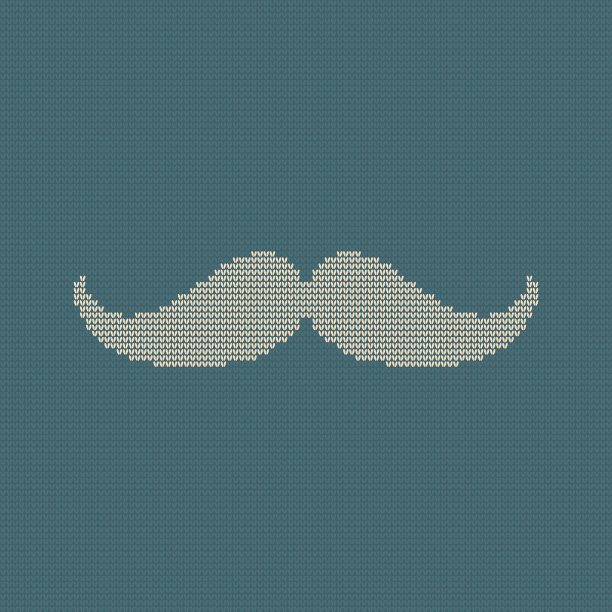 时髦潮流:蓝色背景上的复古针织小胡子图片下载