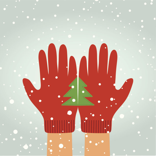 圣诞树手套图片下载