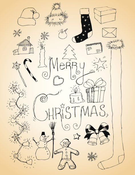 圣诞图标涂鸦素描图片下载