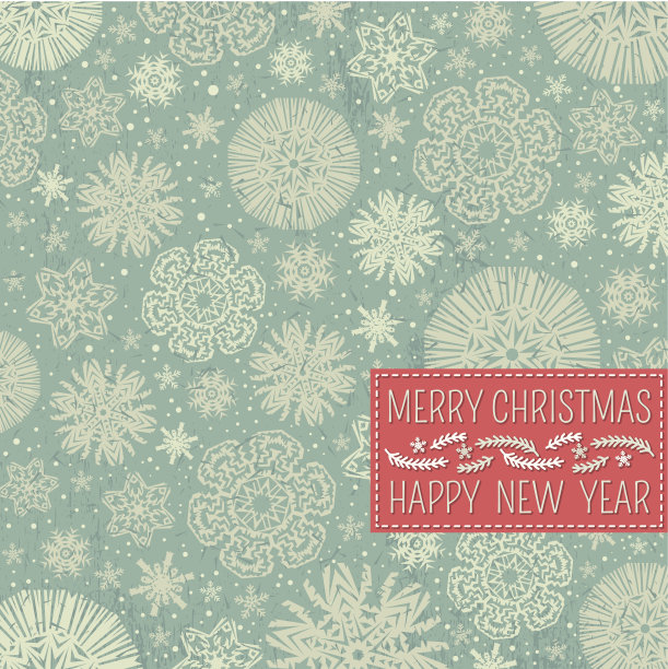 复古的圣诞节背景与雪花和文字标签图片下载