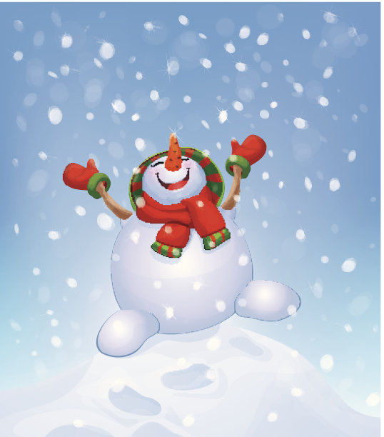 向量快乐雪人和下雪。图片下载