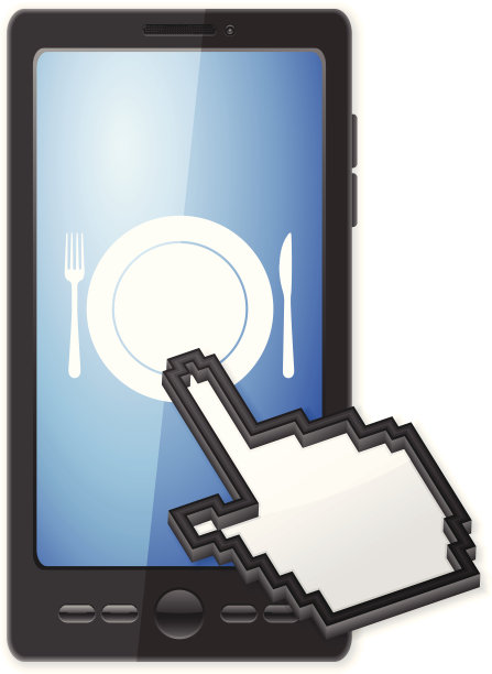 手机光标和餐具符号图片下载