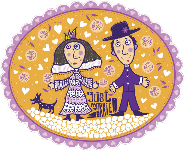 婚礼插画素材ID：101442106