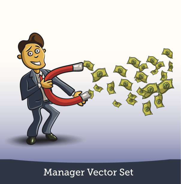 商人与马蹄铁磁铁收集金钱图片下载