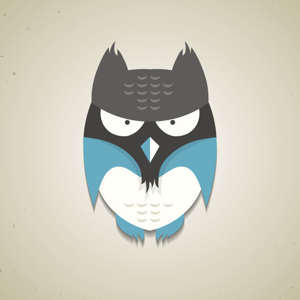 可爱的小蓝灰色卡通猫头鹰图片下载
