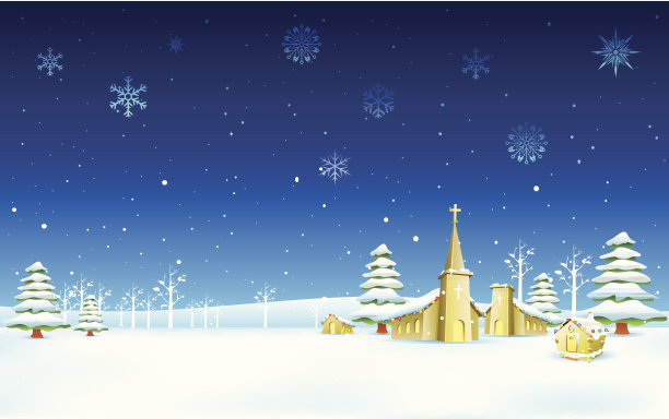 圣诞夜的教堂素材图片