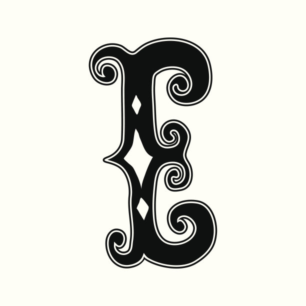 复古风格的字母E图片下载