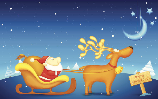 圣诞老人坐在雪橇上素材图片